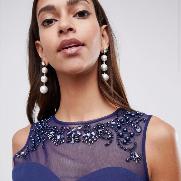 Asos embellished neck maternity dress in navy - Picture 3 of 3